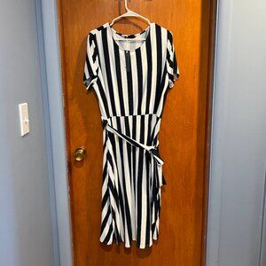 LEVACA Black & White Striped Fit and Flare Dress – Size XXL